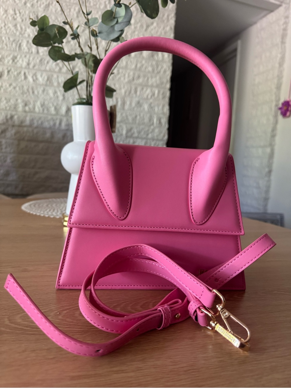 Pink Structured Top-Handle Mini Bag